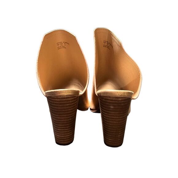 Joe's Chunky Heel Rose Gold Slip On Peep Toe Vegan Leather Mule Size 7 - Picture 2 of 5